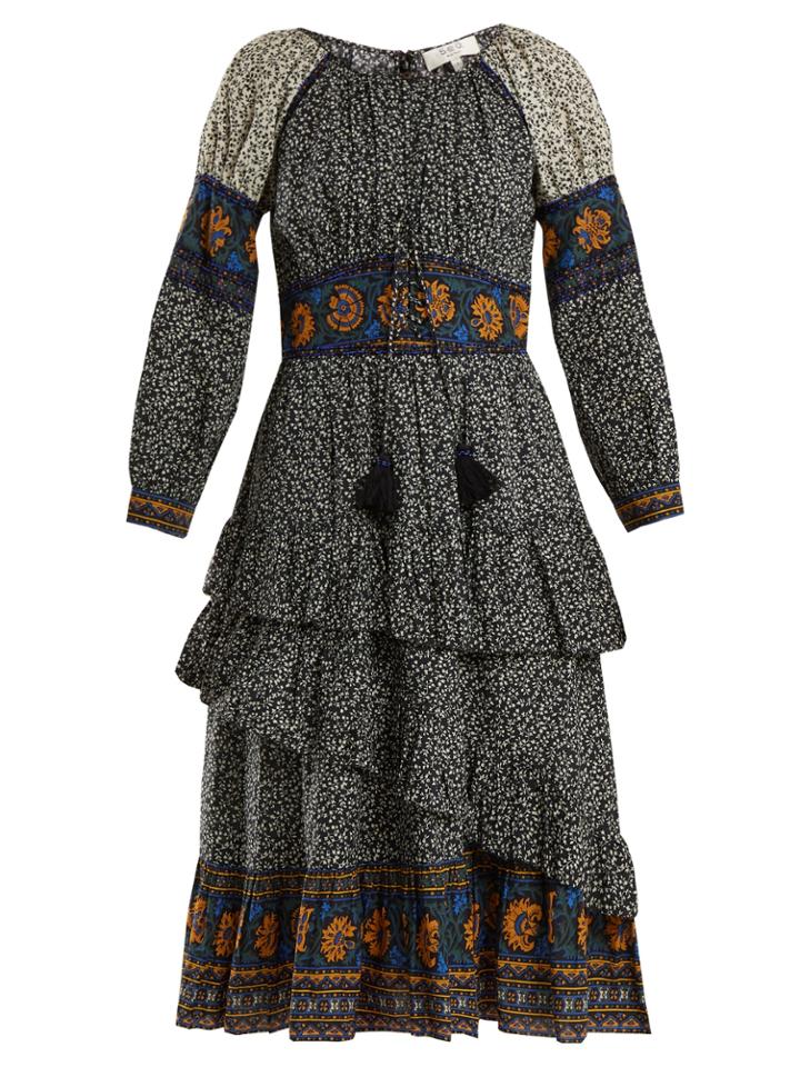 Sea Maya Floral-print Corset Cotton Midi Dress