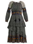 Sea Maya Floral-print Corset Cotton Midi Dress
