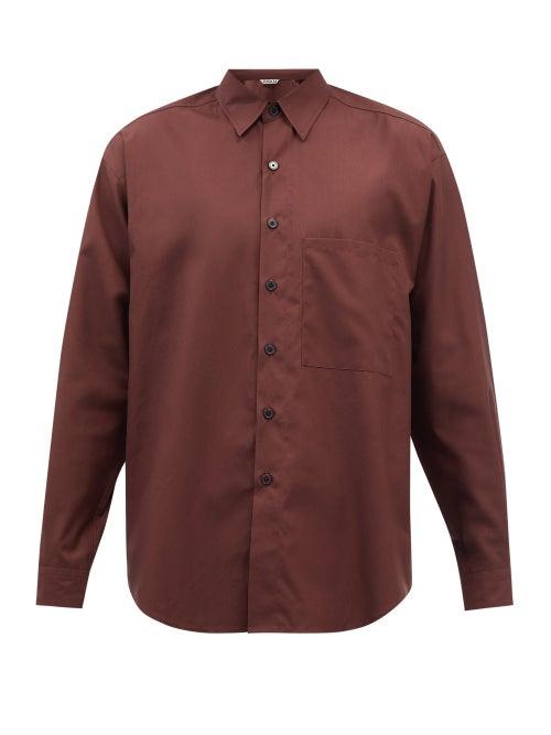 Auralee - Chest-pocket Cotton-poplin Shirt - Mens - Burgundy