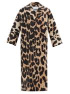 Matchesfashion.com Ganni - Single-breasted Oversized Linen-blend Coat - Womens - Leopard