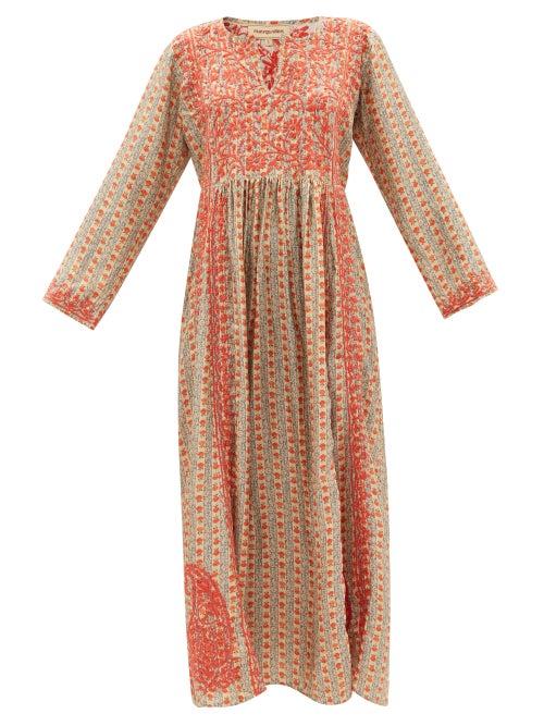 Muzungu Sisters - Floral-embroidered Silk Dress - Womens - Multi