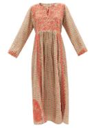 Muzungu Sisters - Floral-embroidered Silk Dress - Womens - Multi