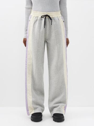 Moncler Grenoble - Striped Cotton-blend Jersey Track Pants - Womens - Light Grey