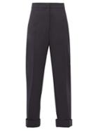 Matchesfashion.com Jil Sander - High-rise Wool Twill Trousers - Womens - Navy