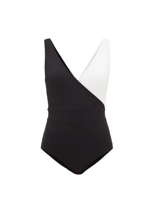 Matchesfashion.com Cossie + Co - The Ashley Bi-colour Honeycomb-effect Swimsuit - Womens - Black White