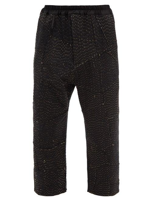 By Walid - Gerald Cropped Upcycled-wool And Cotton Trousers - Mens - Navy