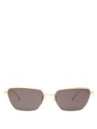 Bottega Veneta - Half-rim Rectangular Metal Sunglasses - Mens - Gold