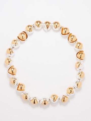 Jil Sander - Graphic Flower-bead Brass Necklace - Womens - Gold Silver
