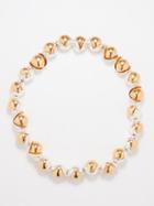 Jil Sander - Graphic Flower-bead Brass Necklace - Womens - Gold Silver