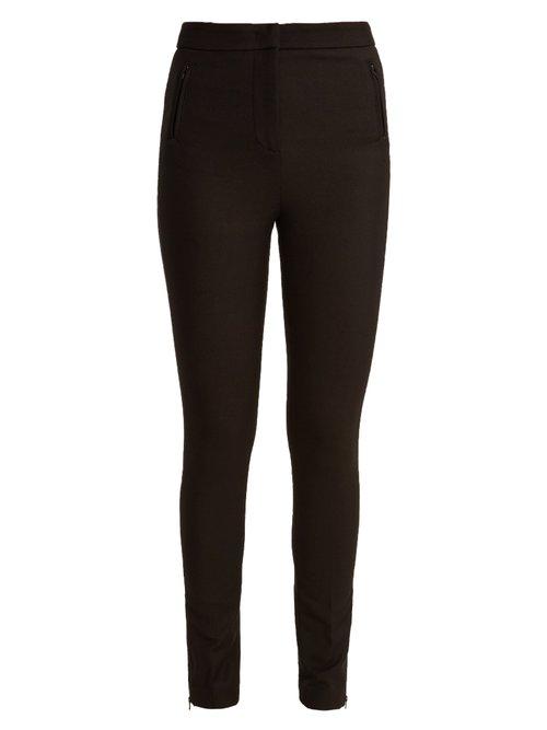 Matchesfashion.com Moncler - High Rise Stretch Gabardine Leggings - Womens - Black