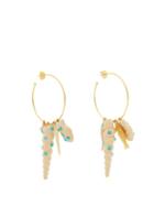 Matchesfashion.com Rebecca De Ravenel - Tallulah Charm Hoop Earrings - Womens - Cream Multi