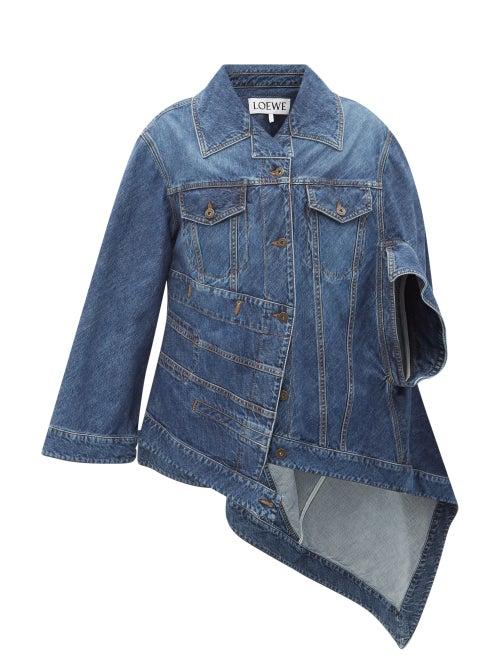 Loewe - Asymmetric Patchwork Denim Jacket - Womens - Denim