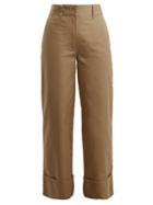 Matchesfashion.com Prada - Wide Leg Cotton Trousers - Womens - Light Brown