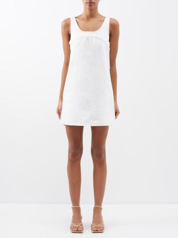 Frame - Scoop-neck Denim Mini Dress - Womens - Ivory