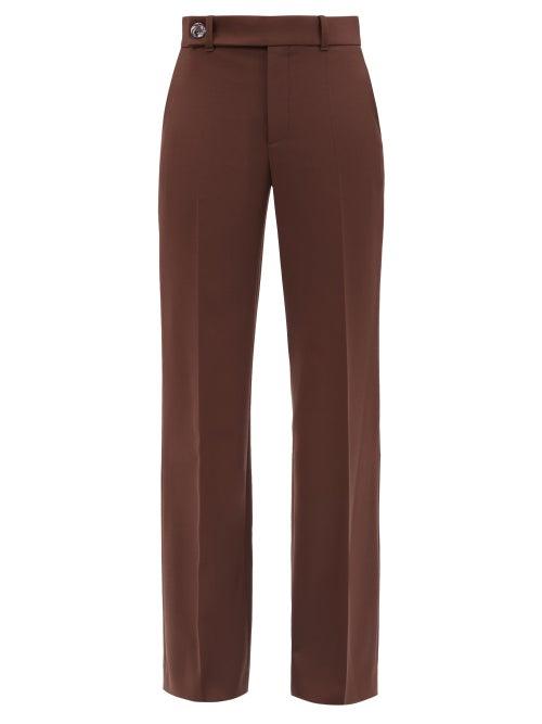 Chlo - Wool-blend Crepe Flared-leg Trousers - Womens - Burgundy