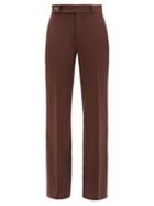 Chlo - Wool-blend Crepe Flared-leg Trousers - Womens - Burgundy