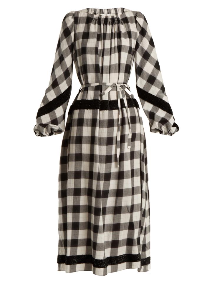 Tibi Tie-waist Checked Cotton-blend Dress