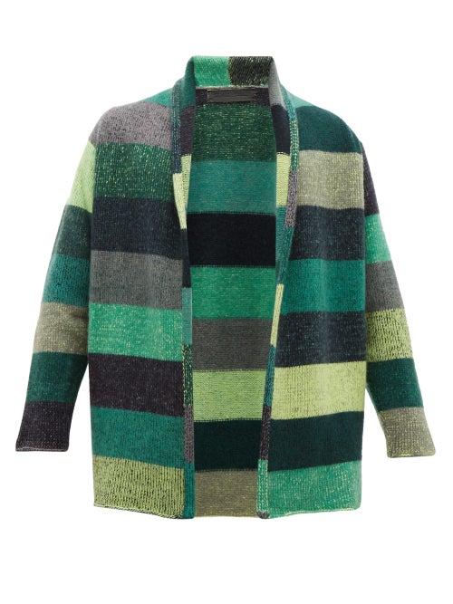 Matchesfashion.com The Elder Statesman - Italy Striped Cashmere Cardigan - Mens - Green Multi