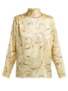 Matchesfashion.com Roksanda - Aulna Abstract Print Silk Blouse - Womens - Yellow Multi