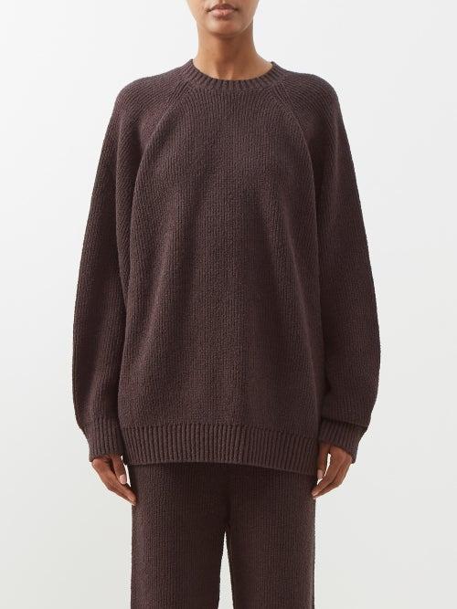 Raey - Cotton-blend Yarn And Stitch Crew Neck - Womens - Brown