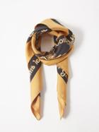 Gucci - Water Lily-print Silk-twill Scarf - Womens - Beige Black