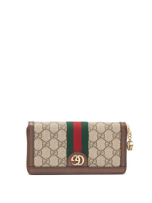 Matchesfashion.com Gucci - Ophidia Gg Supreme Leather Trimmed Wallet - Womens - Grey Multi