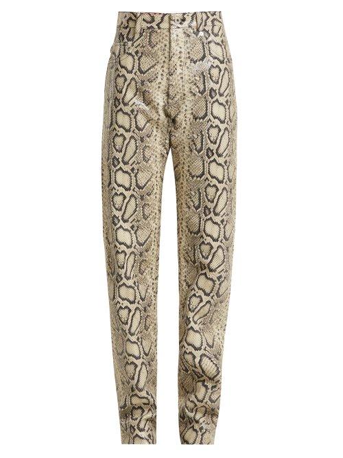 Matchesfashion.com Kwaidan Editions - Python Print Leather Trousers - Womens - Python