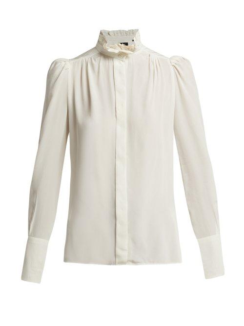 Matchesfashion.com Isabel Marant - Lamia Silk Ruffled Blouse - Womens - Ivory