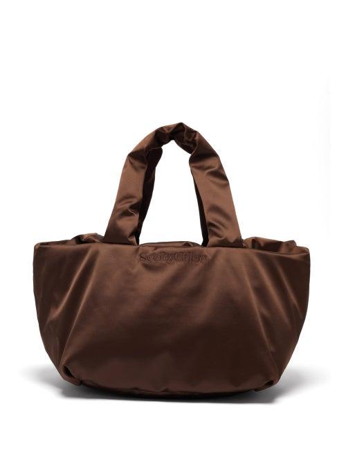 Matchesfashion.com See By Chlo - Tilly Satin Tote Bag - Womens - Dark Brown