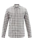 Mens Rtw Officine Gnrale - Giacomo Checked Organic-cotton Blend Shirt - Mens - Grey White