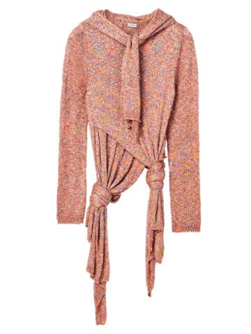 Matchesfashion.com Loewe - Scarf-neck Knotted Sequinned Sweater - Womens - Pink