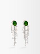 Yvonne Lon - Cha Cha Cha Topaz & 9kt White-gold Drop Earrings - Womens - Green Multi
