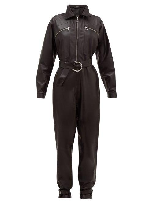 Matchesfashion.com Dodo Bar Or - Barbara Zipped Leather Jumpsuit - Womens - Black