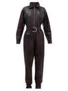 Matchesfashion.com Dodo Bar Or - Barbara Zipped Leather Jumpsuit - Womens - Black