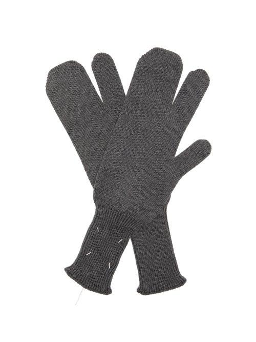 Matchesfashion.com Maison Margiela - Split Wool-blend Mittens - Mens - Grey