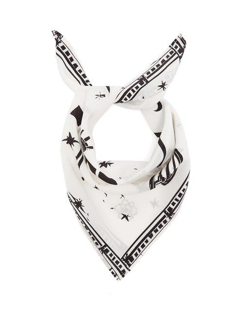 Matchesfashion.com Rockins - Cosmic Dancer Print Bandana Silk Scarf - Womens - White