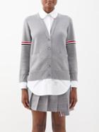 Thom Browne - Tricolour-stripe Cotton Cardigan Shirt - Womens - Grey