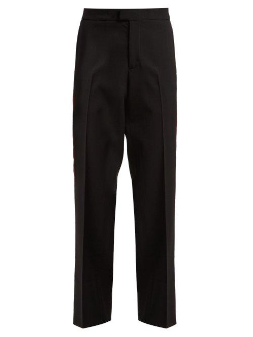 Matchesfashion.com Wales Bonner - Side Stripe Stretch Wool Trousers - Womens - Black Multi