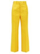 Matchesfashion.com Gucci - Flared Gg-jacquard Trousers - Womens - Yellow