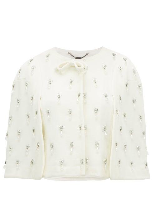 Matchesfashion.com Goat - Jules Crystal Embellished Wool Crepe Cape - Womens - Ivory