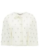 Matchesfashion.com Goat - Jules Crystal Embellished Wool Crepe Cape - Womens - Ivory