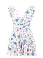 Matchesfashion.com Loveshackfancy - Bennett Floral-print V-neck Cotton Mini Dress - Womens - White Multi