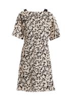 Matchesfashion.com Proenza Schouler - Floral Print Cross Over Silk Dress - Womens - Black Pink