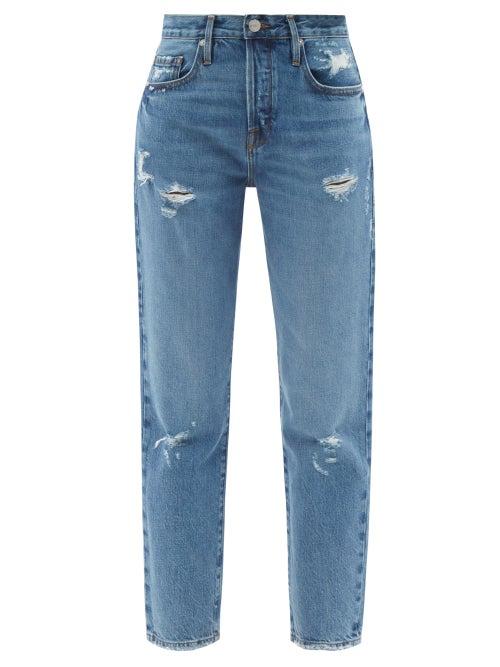 Frame - Le Original Distressed Straight-leg Jeans - Womens - Mid Denim