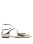 Matchesfashion.com Jimmy Choo - Lang Point Toe Leather Flats - Womens - Silver