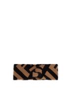 Matchesfashion.com Fendi - Logo Intarsia Knit Headband - Womens - Camel