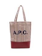 Matchesfashion.com A.p.c. - Axelle Striped Canvas And Leather Tote Bag - Womens - Burgundy Multi