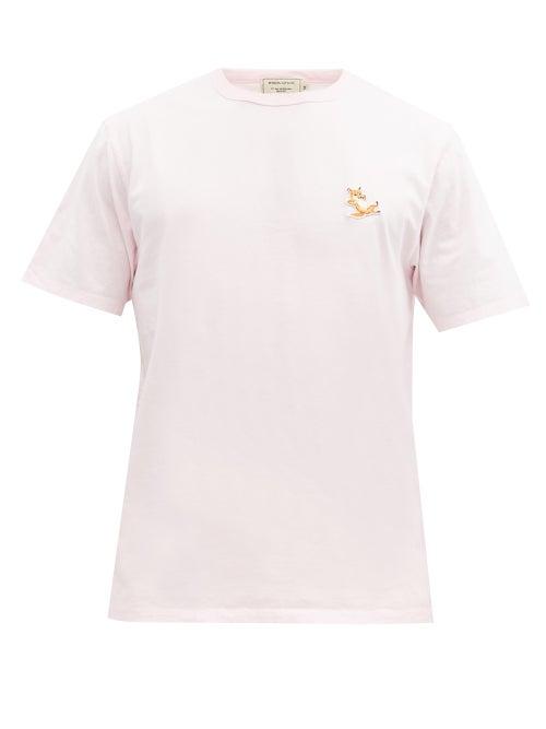 Matchesfashion.com Maison Kitsun - Chillax Fox-patch Cotton-jersey T-shirt - Mens - Pink