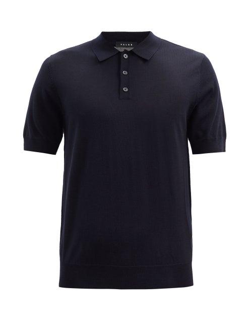 Matchesfashion.com Falke Ess - Tubular-seam Merino-wool Polo Shirt - Mens - Navy