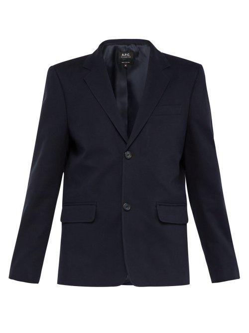 Matchesfashion.com A.p.c. - Brushed Cotton Single Breasted Blazer - Mens - Dark Navy